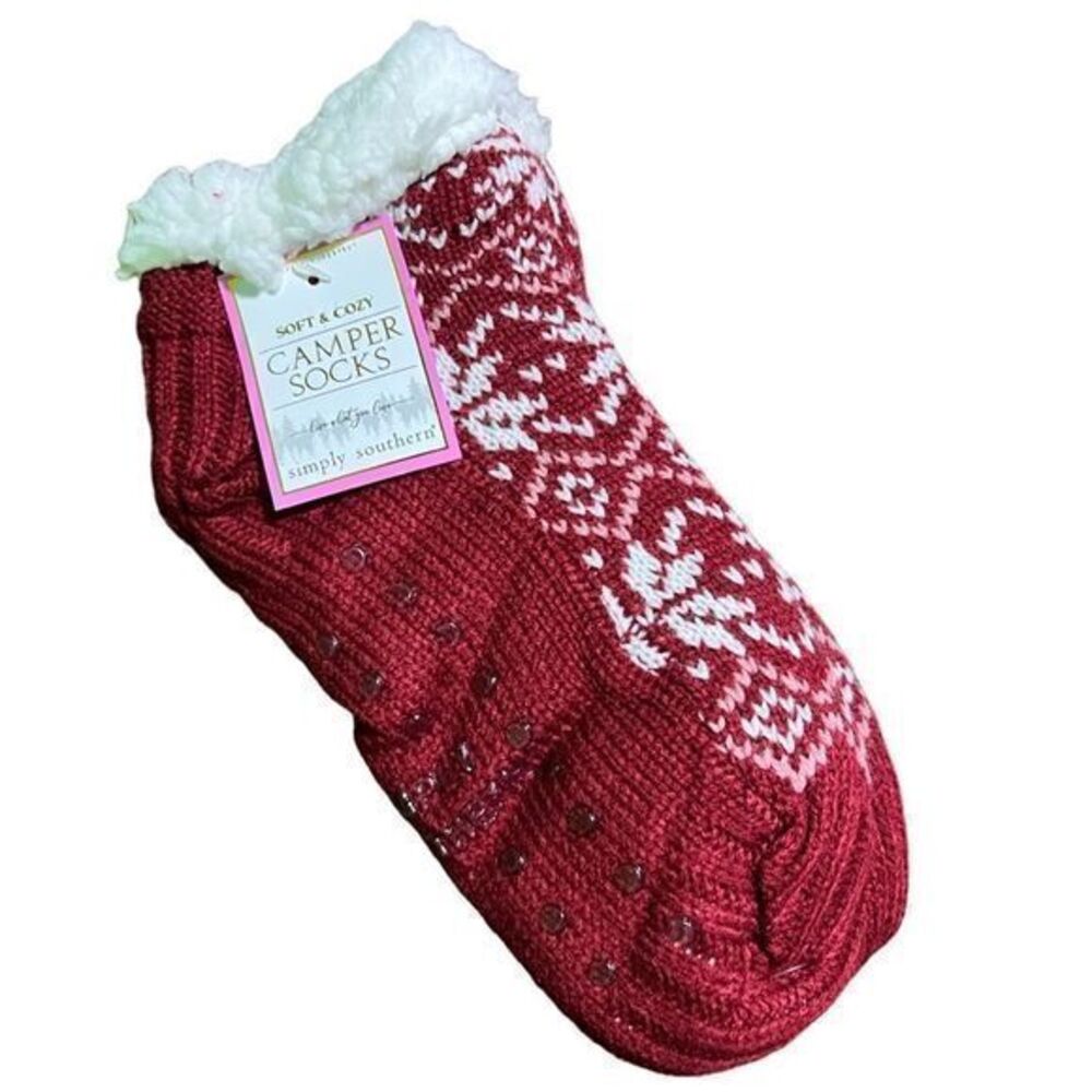 Simply Southern Soft‎ and Comfy Camper Socks One Size Red Printed NWT
